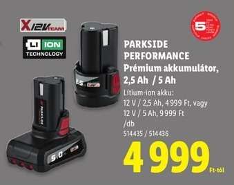 PARKSIDE PERFORMANCE Prémium akkumulátor, 2,5 Ah / 5 Ah