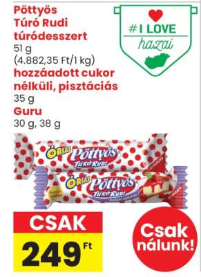 Pöttyös Túró Rudi túródesszert