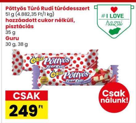 Pöttyös Túró Rudi túródesszert