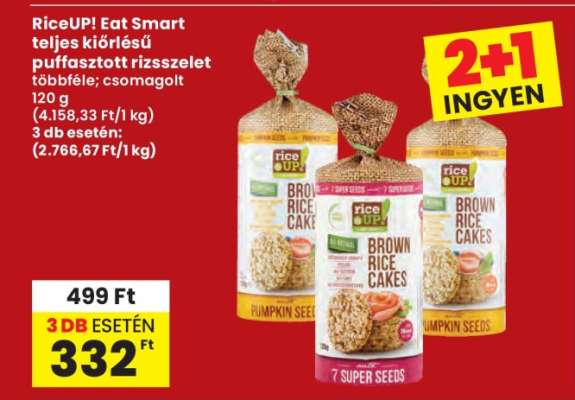 RiceUP! Eat Smart teljes kiőrlésű puffasztott rizsszelet
