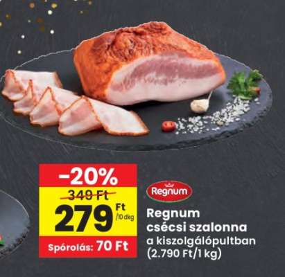 Regnum csécsi szalonna a kiszolgálópultban