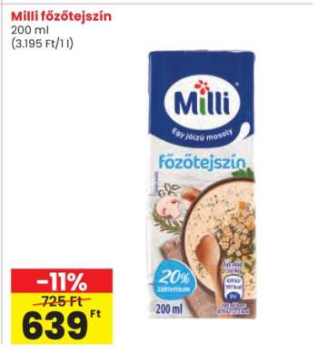 MILLI Főzőtejszín