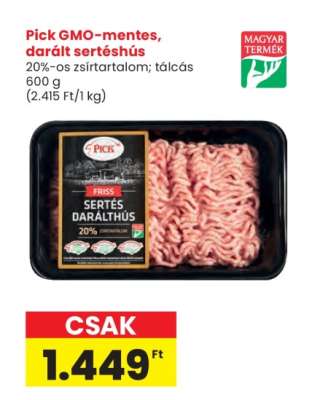Pick GMO-mentes darált sertéshús