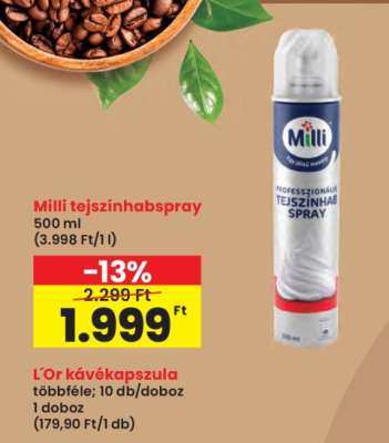 Milli tejszínhabspray