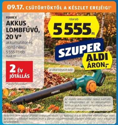 FERREX Akkus Lombfúvó, 20 V