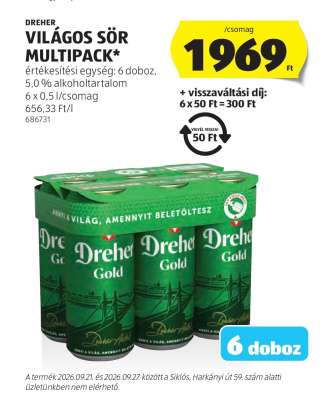 Dreher Világos Sör Multipack