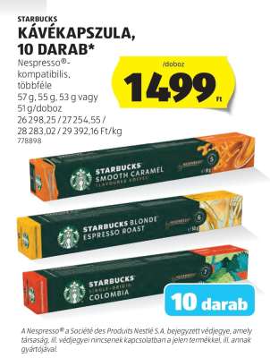 STARBUCKS KÁVÉKAPSZULA, 10 DARAB