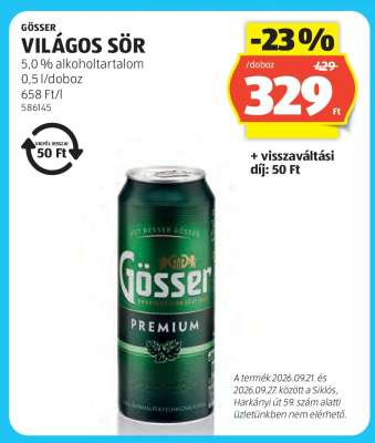 GÖSSER Világos sör*