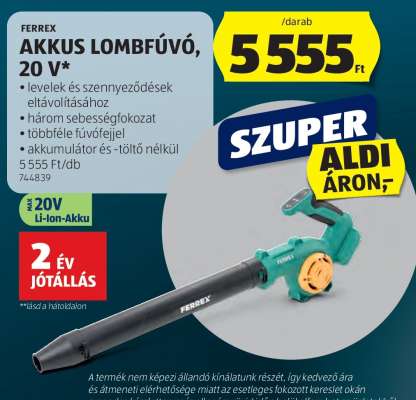 FERREX Akkus Lombfúvó, 20 V