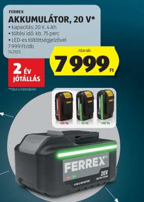 FERREX Akkumulátor, 20 V