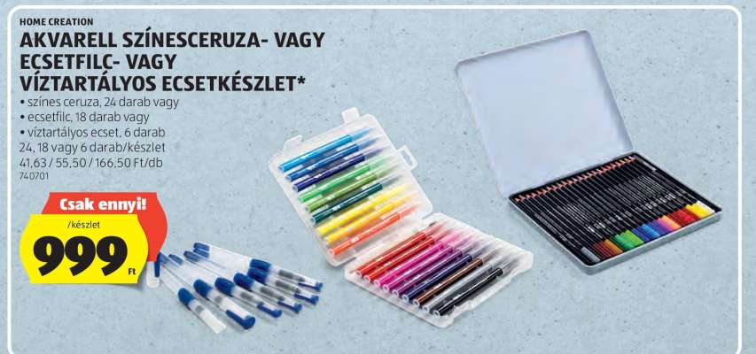 HOME CREATION Akvarell Színesceruza- vagy Ecsetfilc- vagy Víztartályos Ecsetkészlet