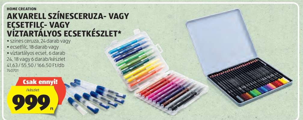 HOME CREATION Akvarell Színesceruza- vagy Ecsetfilc- vagy Víztartályos Ecsetkészlet