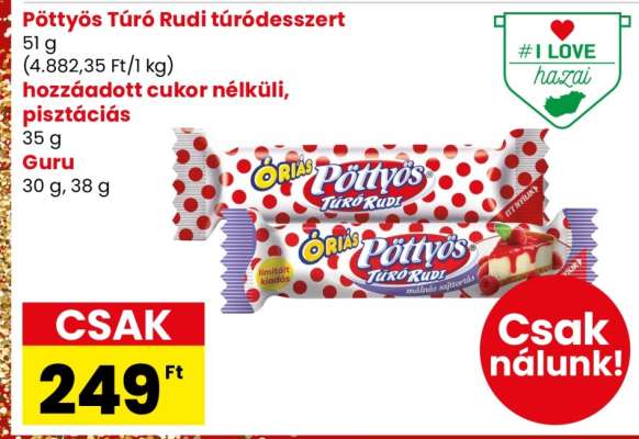Pöttyös Túró Rudi túródesszert