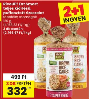 RiceUP! Eat Smart teljes kiőrlésű puffasztott rizsszelet