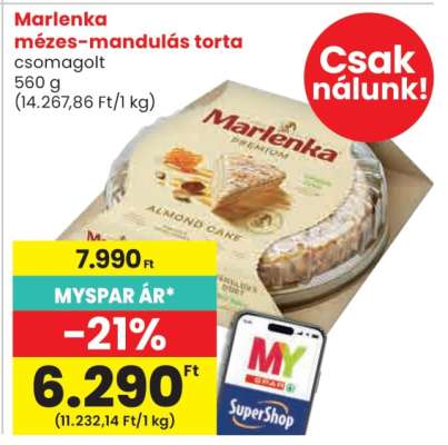 Marlenka mézes-mandulás torta
