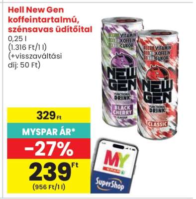 Hell New Gen koffeintartalmú, szénsavas üdítőital
