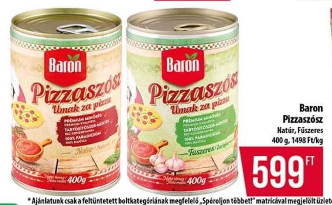 Baron Pizzaszósz Natúr, Fűszeres