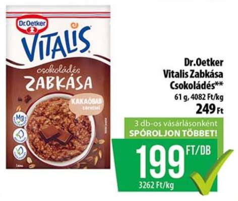 Dr. Oetker Vitalis Zabkása Csokoládés