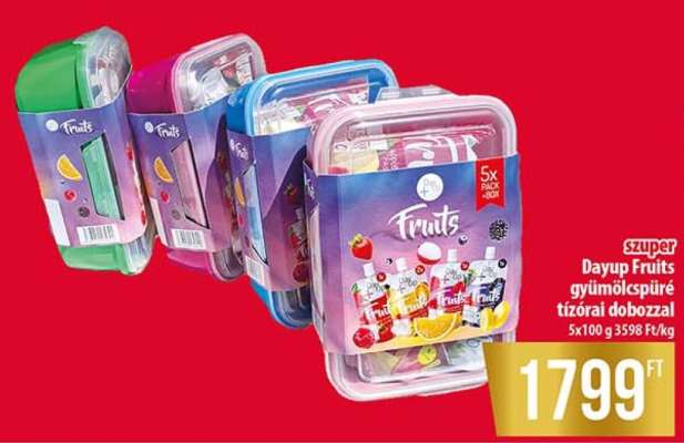 Dayup Fruits gyümölcspüré tízórai dobozzal