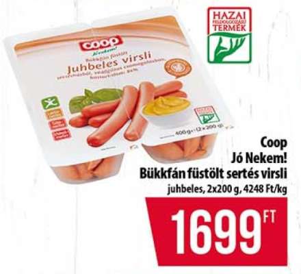 Coop Jó Nekem! Bükkfán füstölt sertés virsli