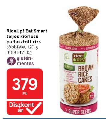 RiceUp! Eat Smart teljes kiőrlésű puffasztott rizs