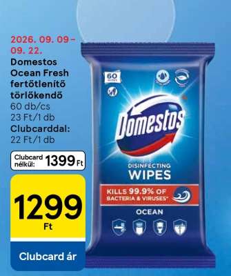 Domestos Ocean Fresh fertőtlenítő törlőkendő