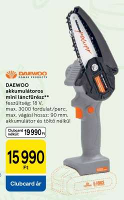 Daewoo akkumulátoros mini láncfűrész