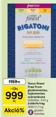 Tesco finest Free From gluténmentes, tojásmentes száraztészta