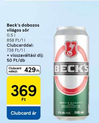 Beck's dobozos világos sör