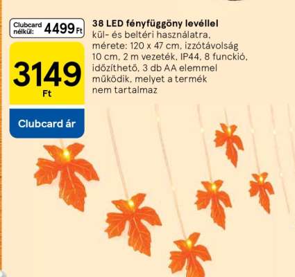 38 LED fényfüggöny levéllel