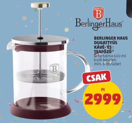 Berlinger Haus Dugattyús Kávé- és Teafőző