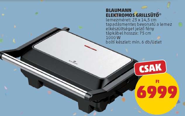 BLAUMANN ELEKTROMOS GRILLSÜTŐ