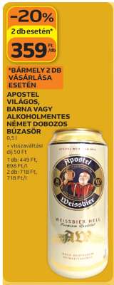 APOSTEL VILÁGOS, BARNA VAGY ALKOHOLMENTES NÉMET DOBOZOS BÚZASÖR
