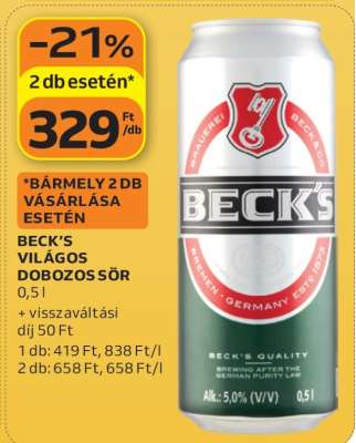 Beck's Világos Dobozos Sör
