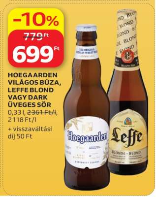 HOEGAARDEN VILÁGOS BÚZA, LEFFE BLOND VAGY DARK ÜVEGES SÖR