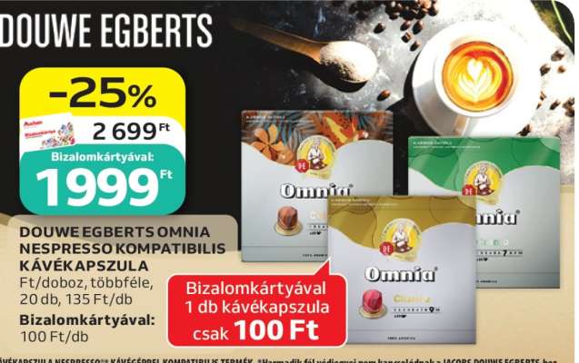 Douwe Egberts Omnia Nespresso Kompatibilis Kávékapszula