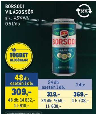 BORSODI Világos sör