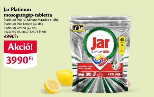 Jar Platinum mosogatógép-tabletta