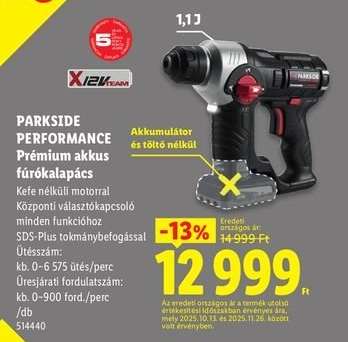 PARKSIDE PERFORMANCE Prémium akkus fúrókalapács