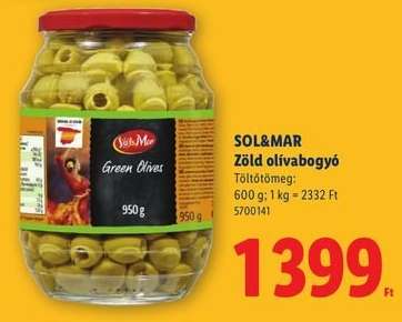 SOL&MAR Zöld olívabogyó*