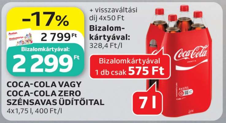 Coca-Cola vagy Coca-Cola Zero szénsavas üdítőital