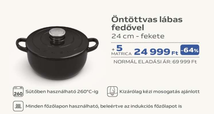 Öntöttvas lábas fedővel