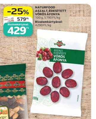 Naturfood Aszalt, Édesített Vörös Áfonya