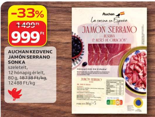 AUCHAN KEDVENC JAMÓN SERRANO SONKA