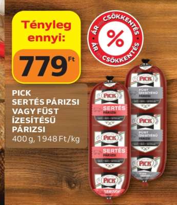 PICK Sertés Párizsi vagy Füst Ízesítésű Párizsi