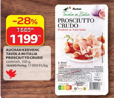 AUCHAN KEDVENC TAVOLA IN ITALIA PROSCIUTTO CRUDO