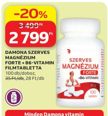 DAMONA SZERVES MAGNÉZIUM FORTE + B6-VITAMIN FILMTABLETTA