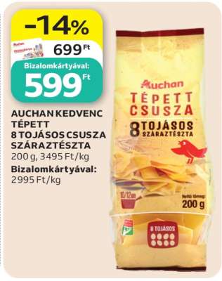 AUCHAN KEDVENC TÉPETT 8 TOJÁSOS CSUSZA SZÁRAZTÉSZTA