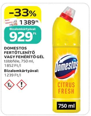 DOMESTOS FERTŐTLENÍTŐ VAGY FEHÉRÍTŐ GÉL