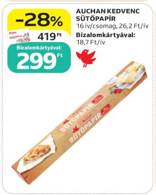 AUCHAN KEDVENC SÜTŐPAPÍR